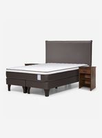 Cama Europea New style 4 King + Respaldo + Veladores Maurice Chocolate