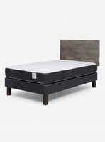 Cama Europea Wave 1.5 Plazas + Respaldo Tabor Grafito