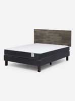 Cama Europea Wave 2 Plazas Base Normal + Respaldo Tabor Grafito