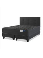 Cama Europea King Black Base Dividida Gris con Respaldo