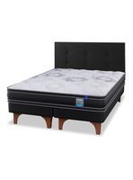 Cama Europea Seven Plus King + Respaldo Royal Negro