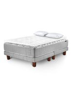 Cama Europea Hybrid Wool 2 Plazas Base Dividida + Topper + Almohada Down Alternative