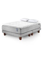 Cama Europea King Hybrid Visco Base Dividida + Topper + Almohada Down