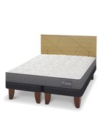 Cama Europea Anatomic King + Respaldo Villarrica Mostaza