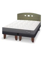 Cama Europea Anatomic 2 Plazas Base Dividida + Respaldo Gales Olivo