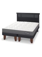 Cama Europea Anatomic 2 Plazas Base Dividida + Respaldo Dublín Negro