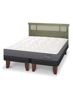 Cama Europea Anatomic 2 Plazas Base Dividida + Respaldo Dublín Olivo