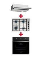 Kit Empotrable Horno Eléctrico HBB5360FBK + Encimera a Gas HLX540KBB0C + Campana TL6310 Inox