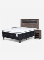 Cama Europea New Style 6 2 Plazas + Respaldo + Veladores