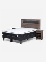Cama Europea New Style 6 King + Respaldo + Velador