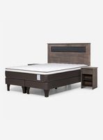 Cama Europea New Style 4 Plus King + Respaldo + Velador