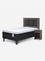 Cama Europea New Style 6 1.5 Plazas + Respaldo + Velador