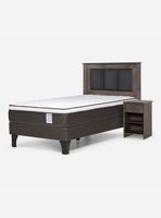 Cama Europea New style 4 plus 1 Plaza + Velador + Respaldo