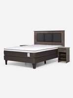 Cama Europea New style 4 plus 2 Plazas Base Dividida + Set de Muebles