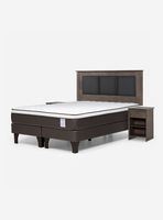 Cama Europea New style 4 plus 2 Plazas Base Dividida + Respaldo + Veladores