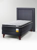 Cama Europea Eurotop 1 Plazas 90x190 cm Base Normal + Topper + Respaldo