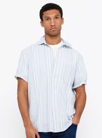 Camisa Lino Algodón Rayas Manga Corta