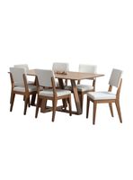 Comedor Avena 1.8 Beige + 6 Sillas Ellla L02