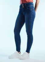 Jeans Skinny Tiro Alto 3 Botones