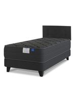 Cama Europea 1.5 Plazas Black Base Normal Gris Respaldo