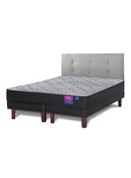 Cama Europea Therapedic Plus 2 Plazas Box Base Dividida + Respaldo Royal Gris