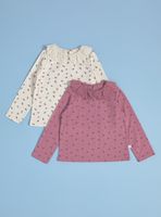 Polera Bipack Estampada con Cuello de Broderie a Tono