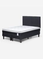 Cama Europea 2 Plazas New Style 6 + Respaldo Lucio Grafito