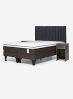 Cama Europea New Style 4 Plus Base Dividida 2 Plazas + Set Muebles Lucio grafito