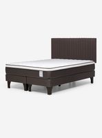 Cama Europea New Style 4 Plus Base Dividida 2 Plazas + Respaldo Lucio Chocolate