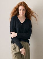 Chaleco Cuello en V Abotonado con Lana