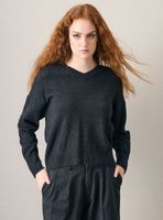 Sweater Cuello en V Tejido con Lana