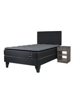 Cama Europea Nuit 1.5 Plazas Base Normal Respaldo + Veladores
