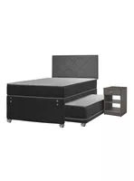 Cama Nido Apolo Black 1.5 Plazas + Respaldo Everest + Velador