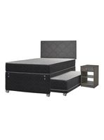 Cama Nido Apolo Black 1.5 Plazas + Respaldo Everest + Velador