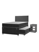 Cama Nido Apolo Black 1.5 Plazas + Respaldo Everest + Velador