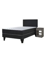 Cama Europea Cadiz 1.5 Plazas x190 cm + Respaldo Nuit + Velador Granada Grey
