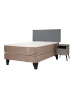 Cama Europea Bamboo 1.5 Plazas Base Normal + Respaldo y Veladores Málaga