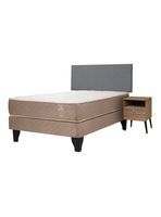 Cama Europea Bamboo 1.5 Plazas con Base Normal + Respaldo y Veladores Málaga
