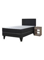 Cama Europea Cadiz 1.5 Plazas + Respaldo Nuit + Velador Granada Honey