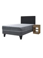 Cama Europea Cadiz 1.5 Plazas + Respaldo Nuit + Velador Granada Nude
