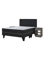 Cama Europea Cadiz 2 Plazas Base Dividida + Respaldo Nuit + Velador Granada Grey
