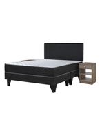 Cama Europea Cadiz 2 Plazas Base Dividida + Respaldo Nuit + Velador Granada Honey