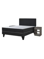 Cama Europea Cadiz 2 Plazas + Respaldo Nuit + Velador Granada Grey