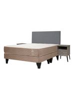 Cama Europea Bamboo 2 Plazas Base Dividida + Respaldo y Veladores Málaga