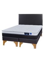 Cama Europea Nexus 2 Plazas Box Base Dividida + Respaldo Modern Grafito