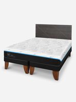 Cama Europea Green Infinity 2 Plazas Base Dividida + Respaldo Villarrica Gris