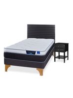 Cama Europea Nexus 1.5 Plazas Box + Respaldo Modern + Velador Rover