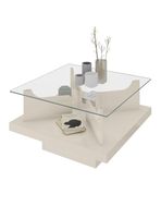 Mesa de Centro Clear Cubierta de Vidrio Base de Tamborato 50 mm