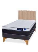 Cama Europea Nexus 1.5 Plazas Box  + Respaldo Tubular Beige