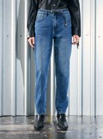 Jeans Cinturón Hebilla Tiro Alto